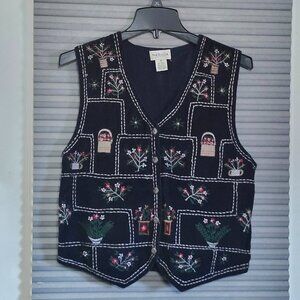 Van Heusen womans cordaroy navy vest  size m